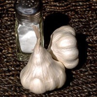 Two bulbs of Inchelium Red garlic.